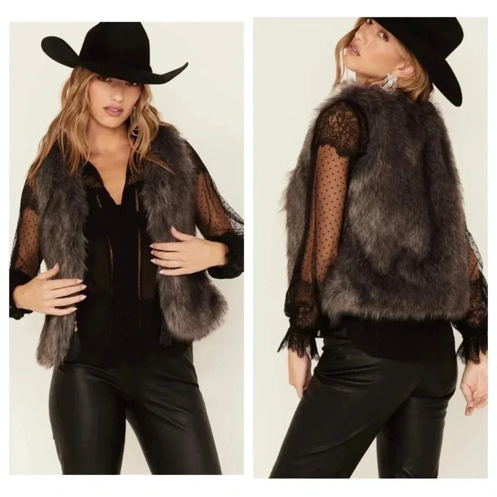 *NWOT* Women’s Faux Fur Brown Vest Size XL Southern Cowgirl Y2K